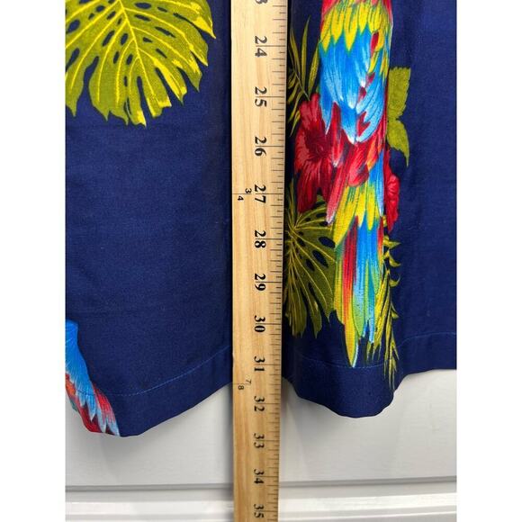 Alvish Hawaiian NAVY Shirt Parrot Floral Beach Aloha Party Short Sleeve Large - Picture 8 of 8